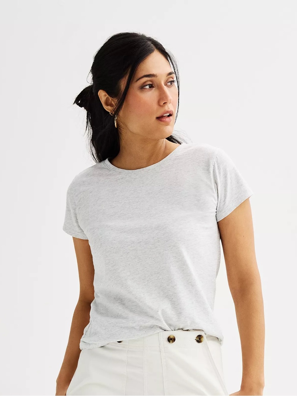 Sonoma Goods For Life Everyday Short Sleeve Crewneck Tee; Light Gray; Large